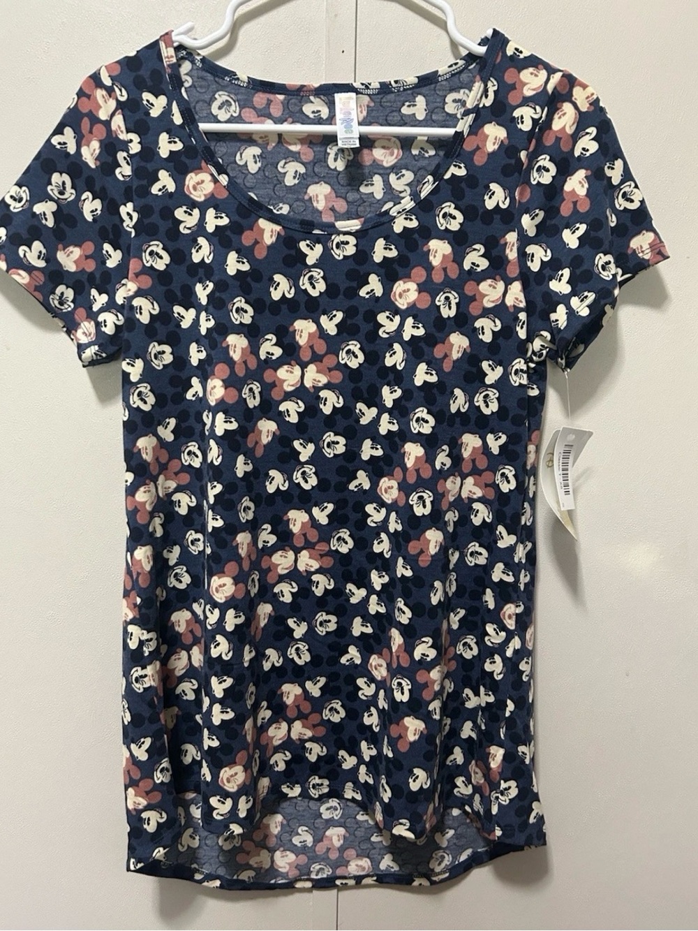 LuLaRoe Navy Short Sleeve Tee with Disney Mickey Print